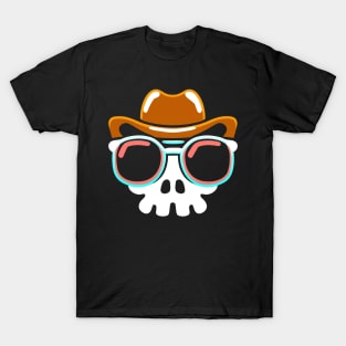 Skeleton Cowboy Skull Halloween Retro Colorful T-Shirt